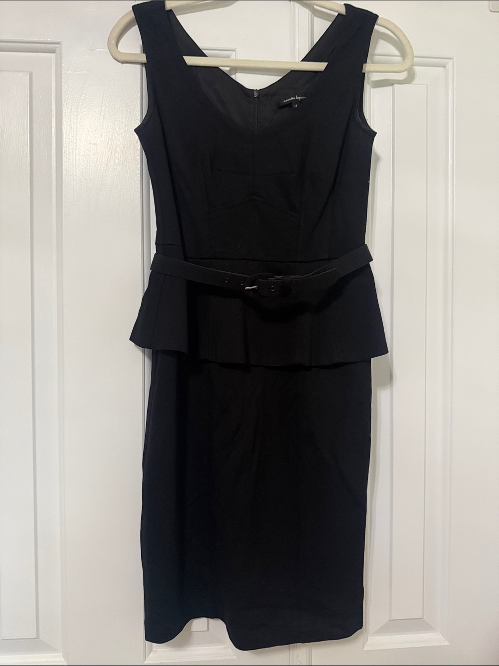 Nanette Lepore Women's Black Peplum Sheath Dress with Belt